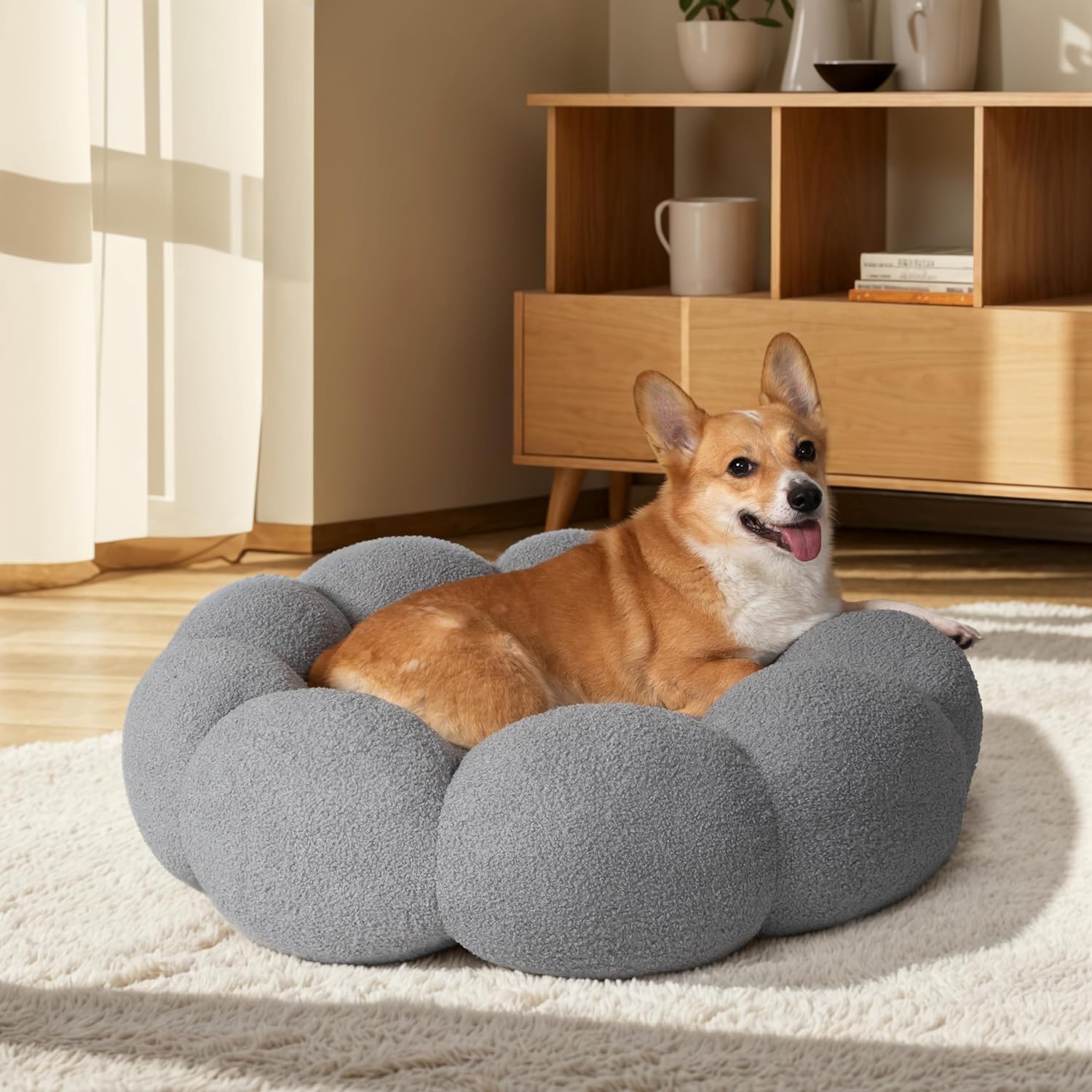 Fluffy Calming Round Donut Pet Bed Non-Slip Washable