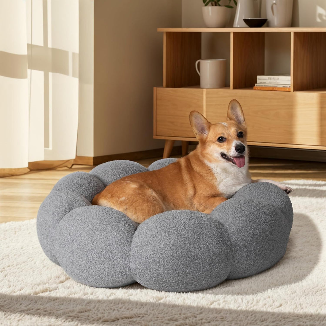 Fluffy Calming Round Donut Pet Bed Non-Slip Washable