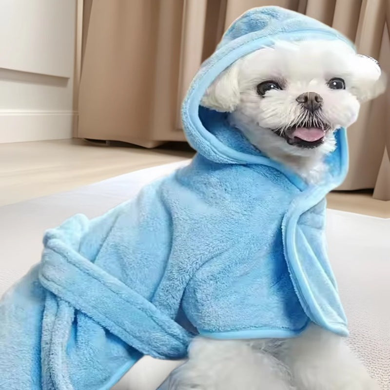 Pet Wearable Bathrobe Soft Thick Coral Fleece Towel