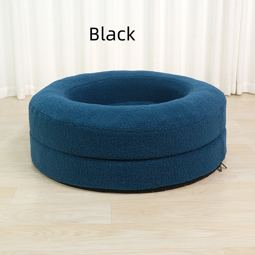Solid Color Round Pet Bed Comfortable Indoor Nest