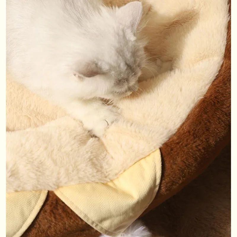 Round Plush Pet Bed Soft Warm Winter Cushion