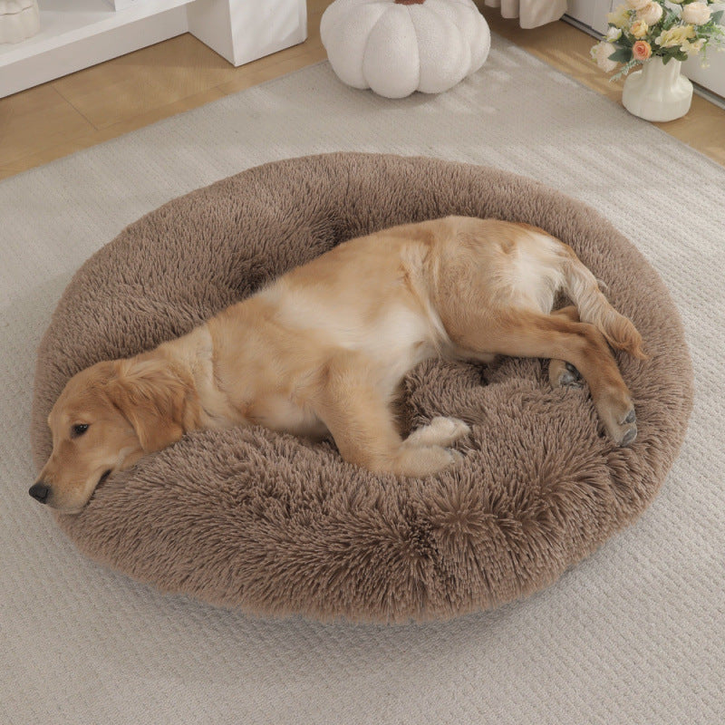Round Plush Pet Bed Warm Comfortable Sleeping Mat