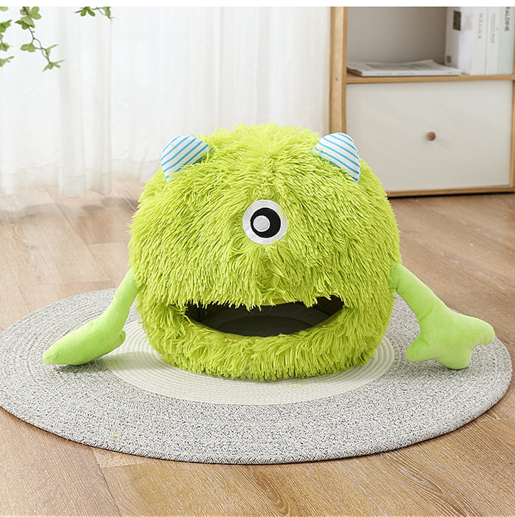 Machine Washable Fluffy Round Pet Bed Non-Slip Calming Cushion