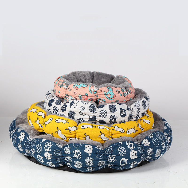 Calming Donut Round Pet Bed Fluffy Indoor Sleeping Mat