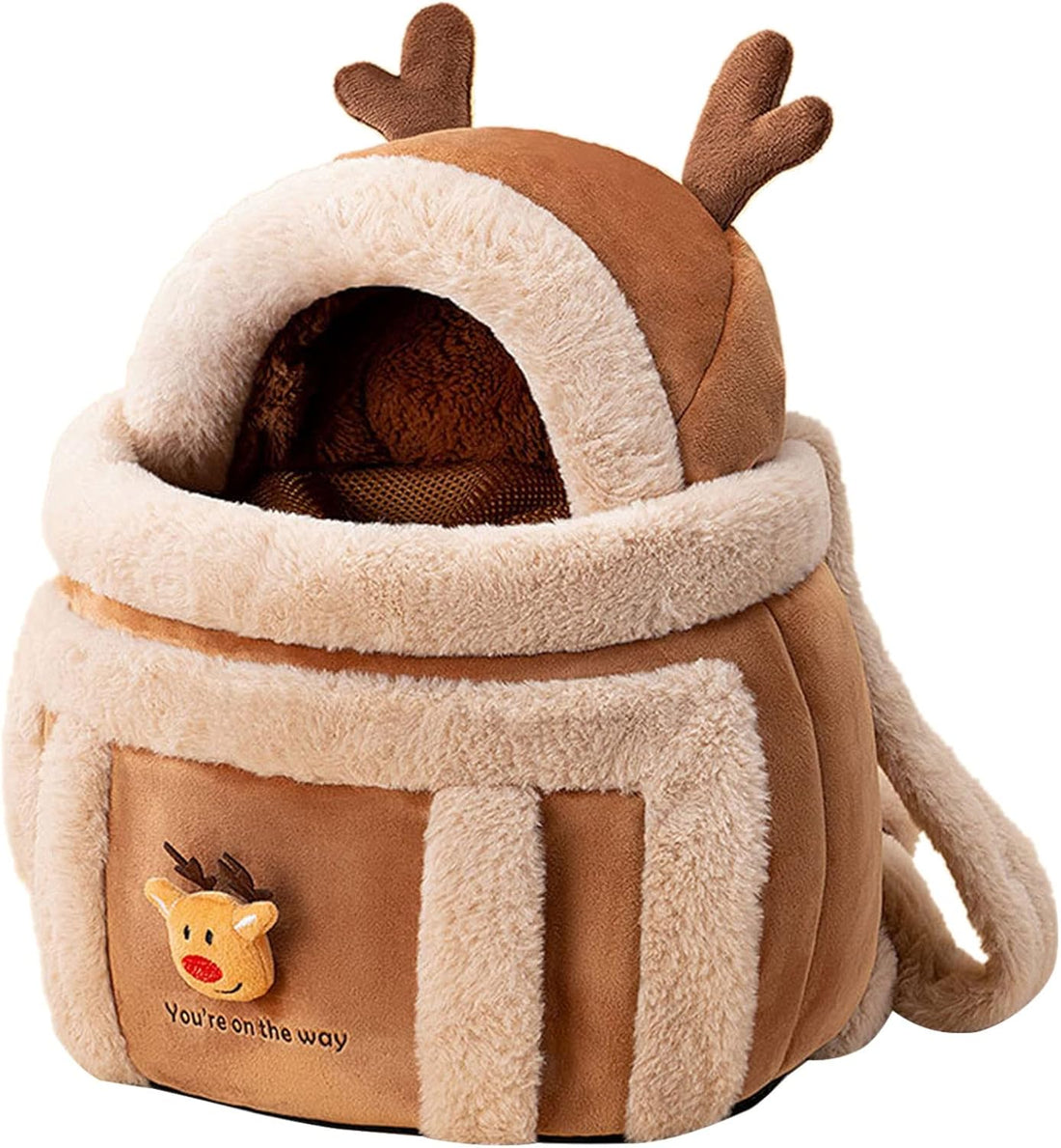 Pet Travel Carrier Backpack Winter Plush Bag With Hand Warmers