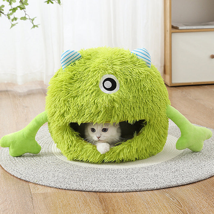 Machine Washable Fluffy Round Pet Bed Non-Slip Calming Cushion