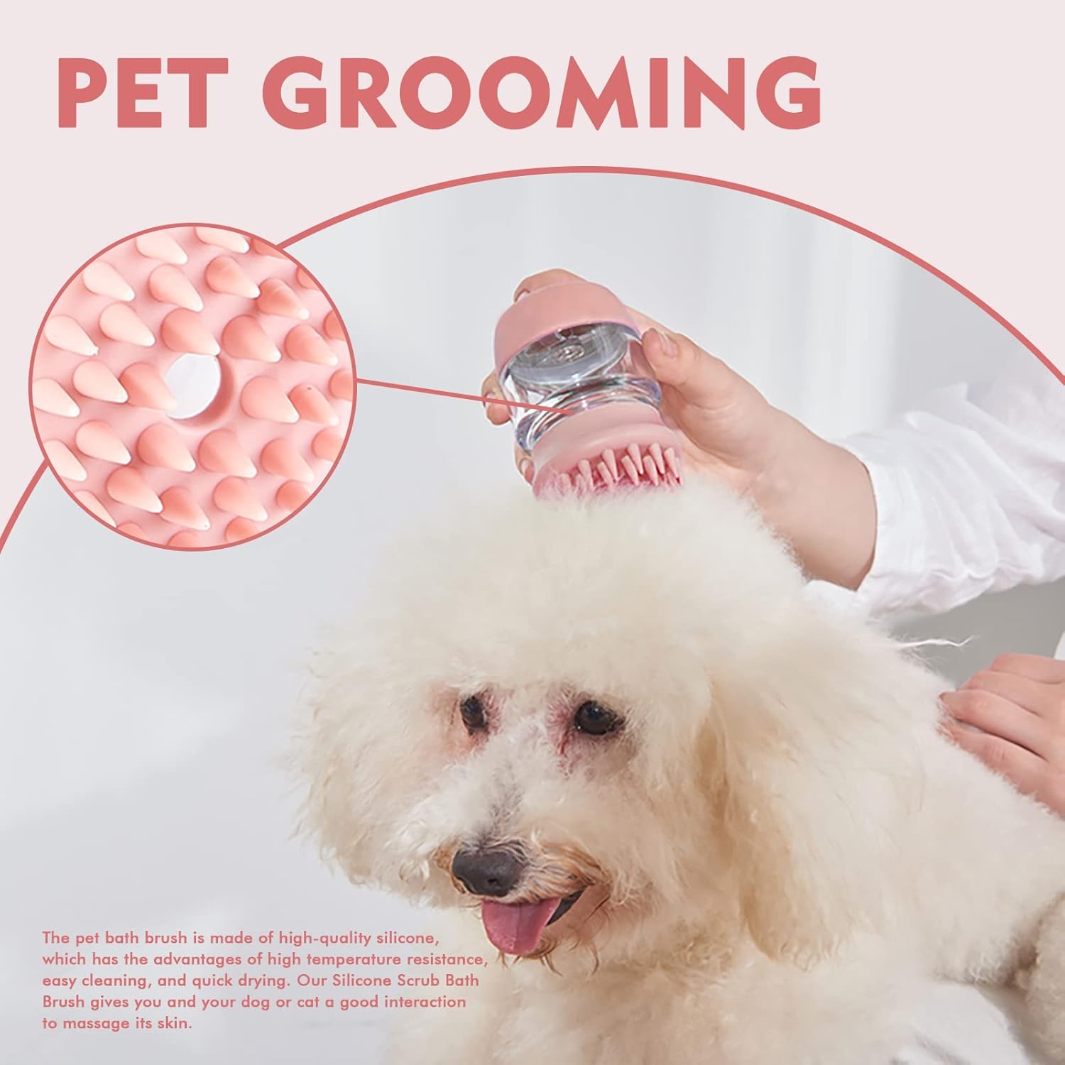 Pet Bath Grooming Brush Silicone Massage Brush With Shampoo Dispenser