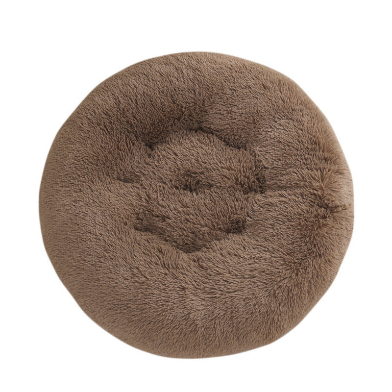 Round Plush Pet Bed Warm Comfortable Sleeping Mat