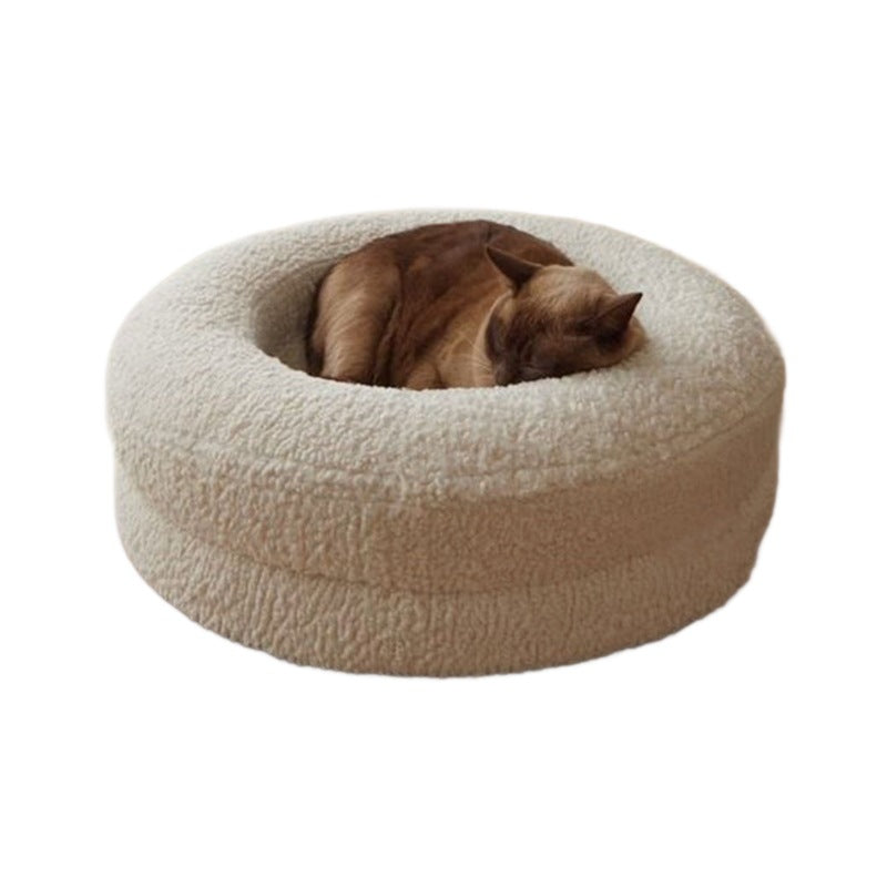 Solid Color Round Pet Bed Comfortable Indoor Nest