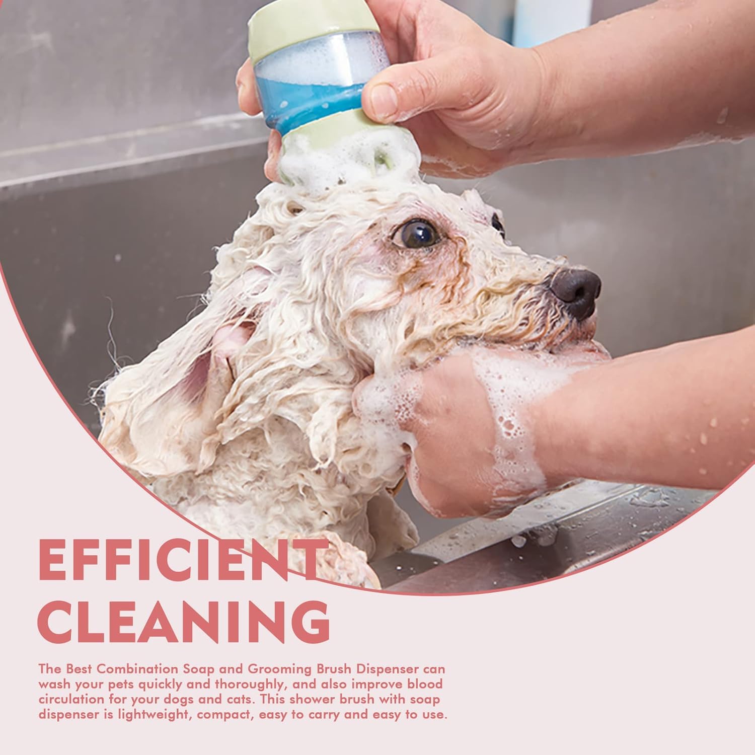 Pet Bath Grooming Brush Silicone Massage Brush With Shampoo Dispenser