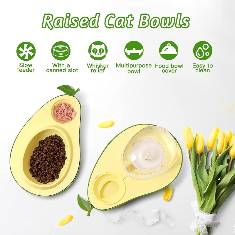 Automatic Avocado-Shaped Pet Water Feeder Slow Feeding Bowl