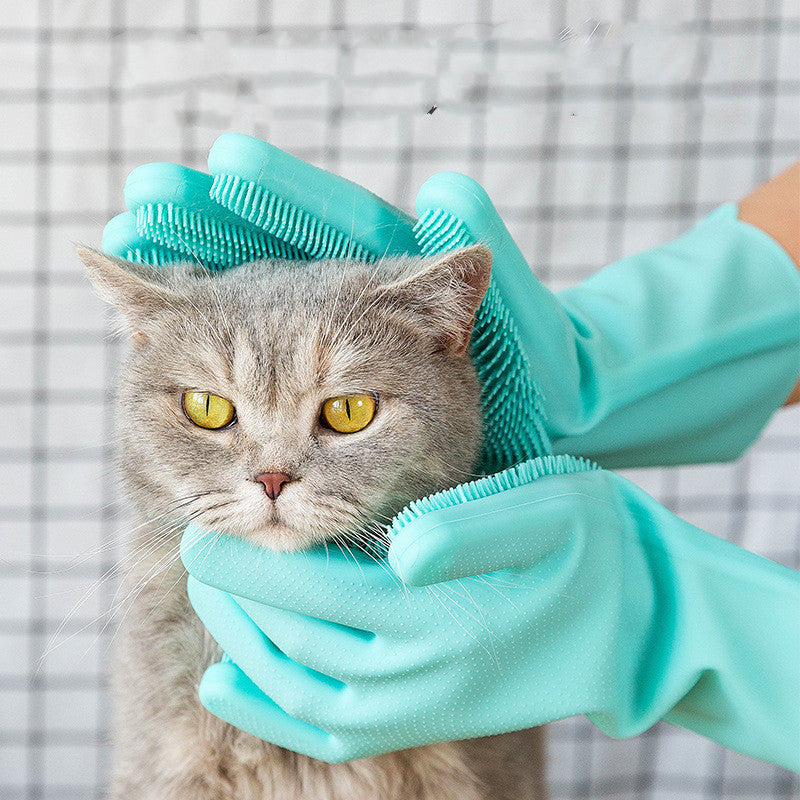 Silicone Pet Grooming Glove Brush For Bathing And Massage