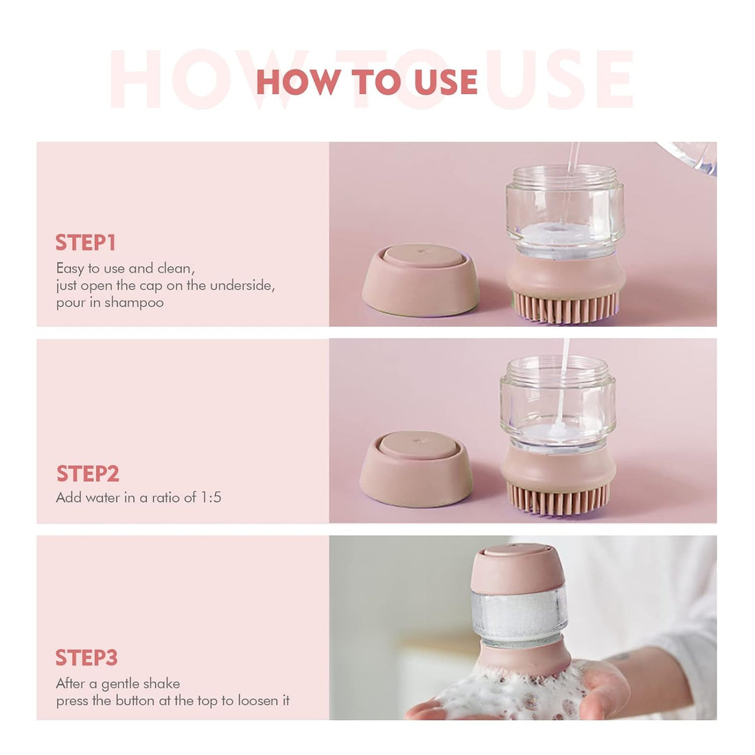 Pet Bath Grooming Brush Silicone Massage Brush With Shampoo Dispenser