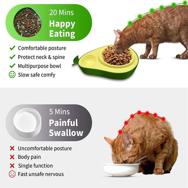 Automatic Avocado-Shaped Pet Water Feeder Slow Feeding Bowl