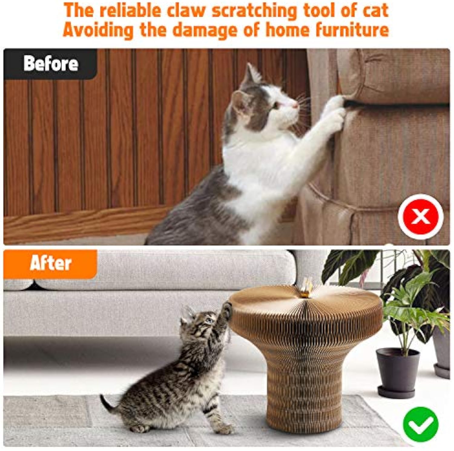 Collapsible Round Pet Scratcher Bed Cardboard Lounge Nest