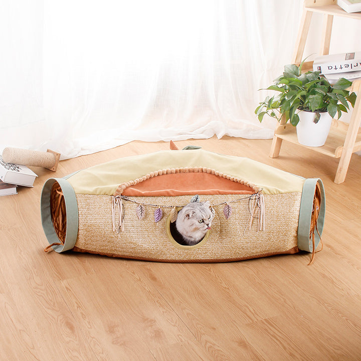 Red Pet Litter Roll Toy With Drilling Hole Design