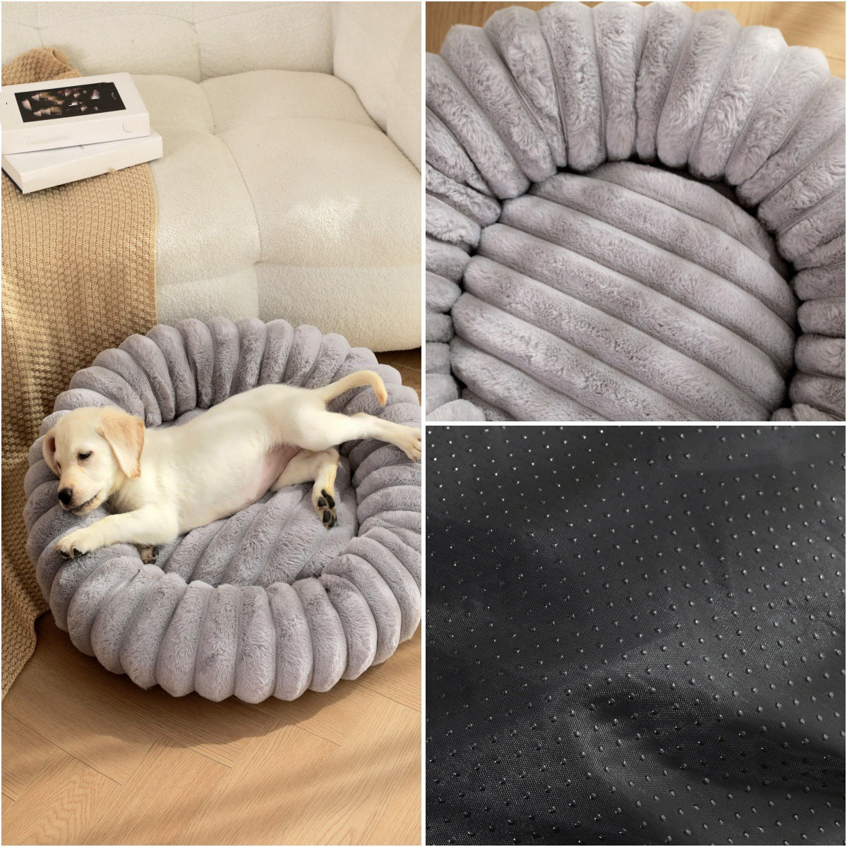 High-Weight Plush Round Pet Bed Warm Winter Nest