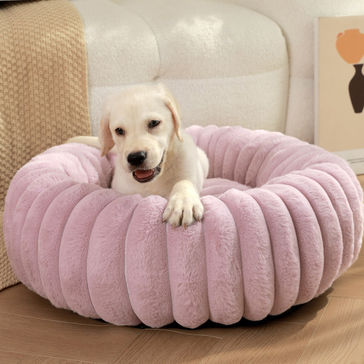 High-Weight Plush Round Pet Bed Warm Winter Nest