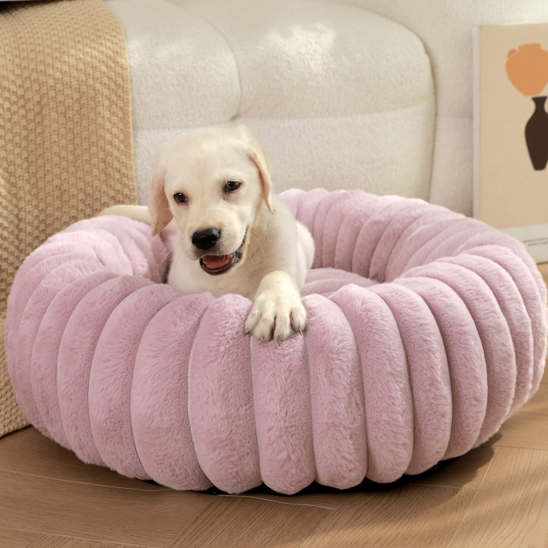 High-Weight Plush Round Pet Bed Warm Winter Nest