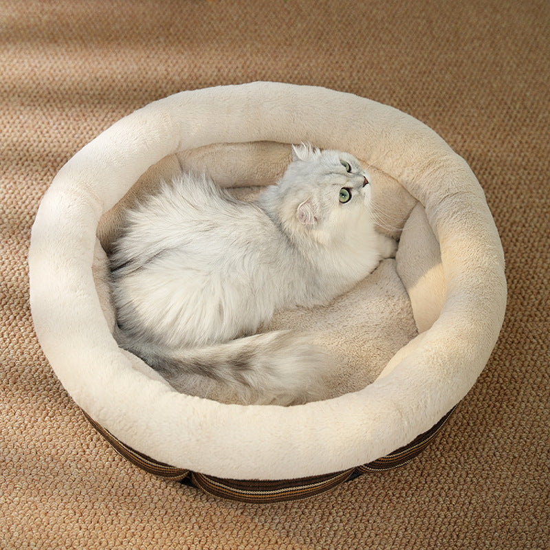 Round Linen Pet Bed Non-Slip Comfortable Mat