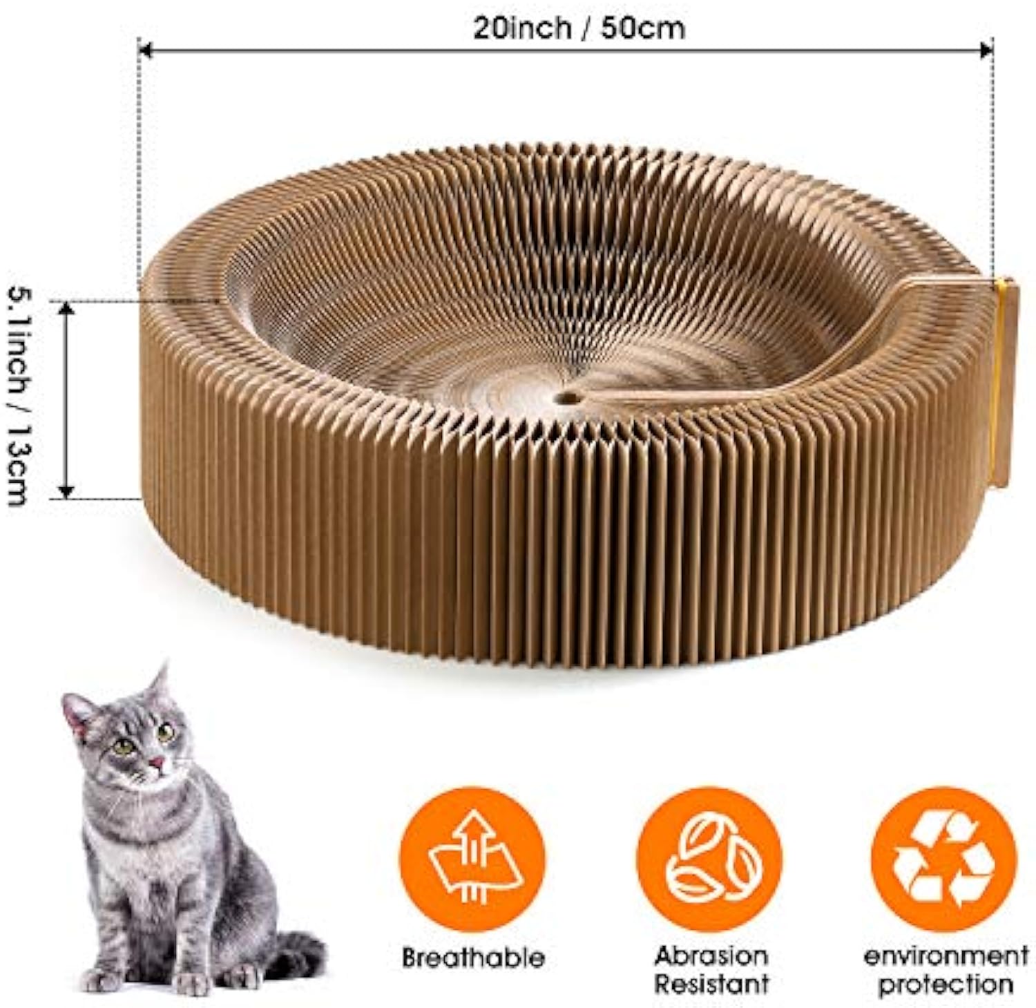 Collapsible Round Pet Scratcher Bed Cardboard Lounge Nest