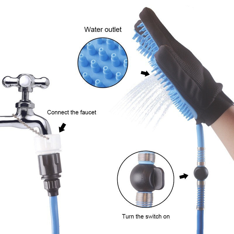 Pet Shower Glove Hose Spray Brush For Bathing Massage