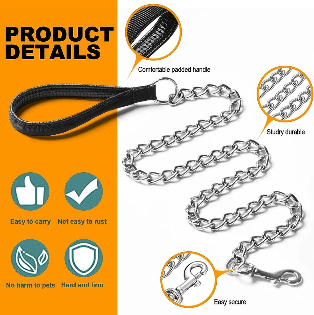 Heavy Duty Chew Proof Metal Leash For Pets