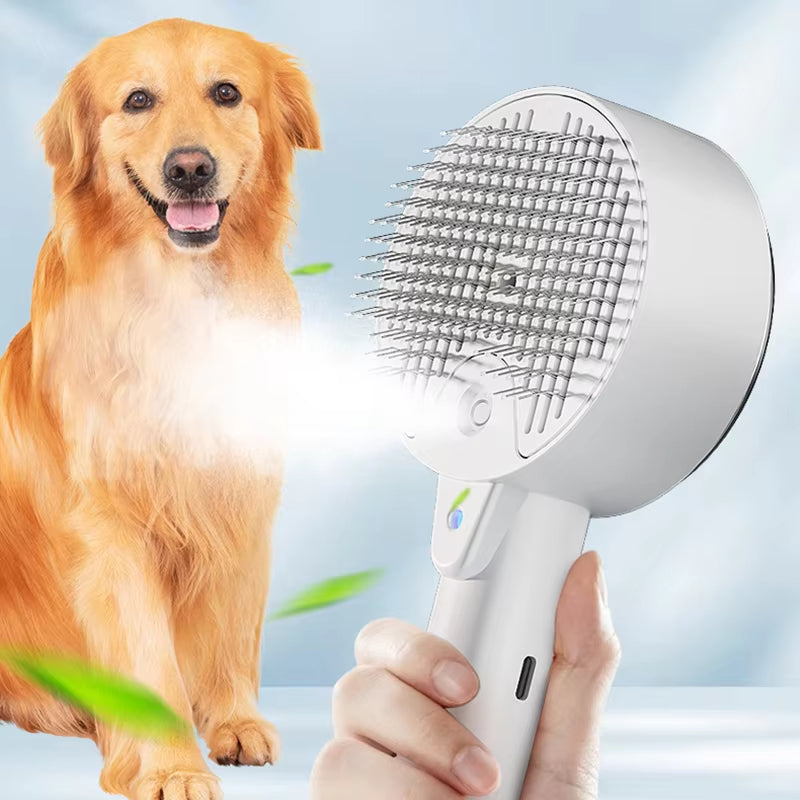 3-in-1 Electric Pet Grooming Brush Steam Spray Massage Comb