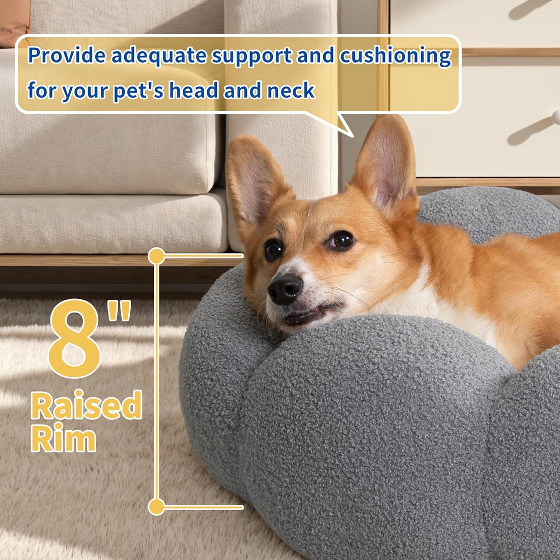 Fluffy Calming Round Donut Pet Bed Non-Slip Washable