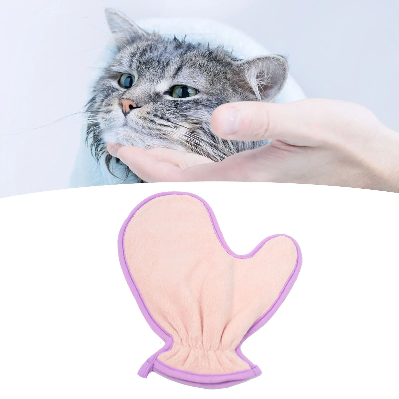 Double-Sided Pet Bath Gloves Soft Absorbent Plush