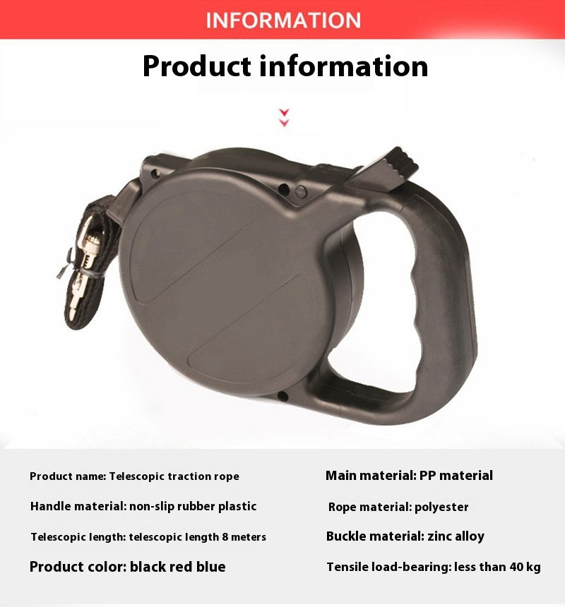8m Nylon Automatic Retractable Leash For Pets
